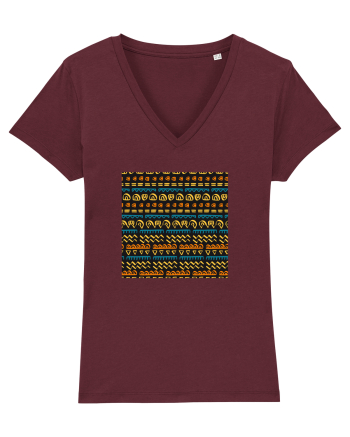African Pattern Burgundy