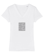 African Pattern Tricou mânecă scurtă guler V Damă Evoker
