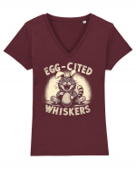 Eggcited wiskers Tricou mânecă scurtă guler V Damă Evoker