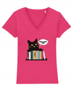 Bookish cat Tricou mânecă scurtă guler V Damă Evoker