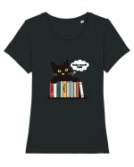 Bookish cat Tricou mânecă scurtă guler larg fitted Damă Expresser