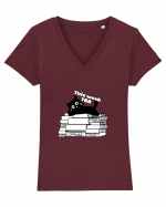 Bookish cat Tricou mânecă scurtă guler V Damă Evoker