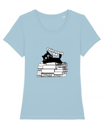 Bookish cat Sky Blue