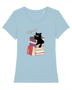 Bookish cat Tricou mânecă scurtă guler larg fitted Damă Expresser