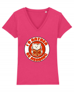 Bookish cat Tricou mânecă scurtă guler V Damă Evoker