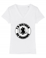 Bookish cat Tricou mânecă scurtă guler V Damă Evoker