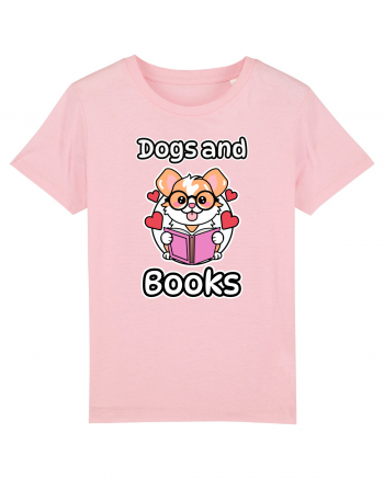 Kawaii Dog Reading A Book Cotton Pink