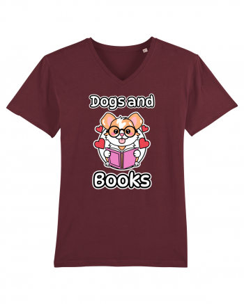 Kawaii Dog Reading A Book Burgundy