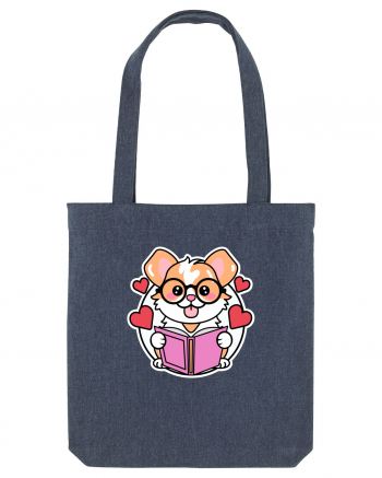 Kawaii Dog Reading A Book Midnight Blue