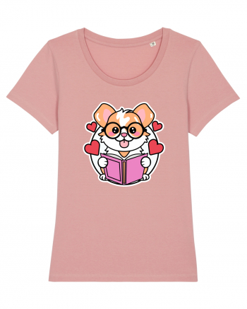 Kawaii Dog Reading A Book Canyon Pink