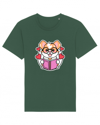 Kawaii Dog Reading A Book Bottle Green