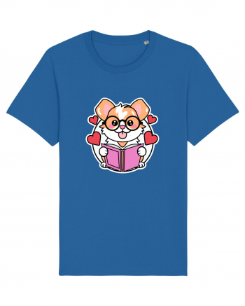 Kawaii Dog Reading A Book Royal Blue