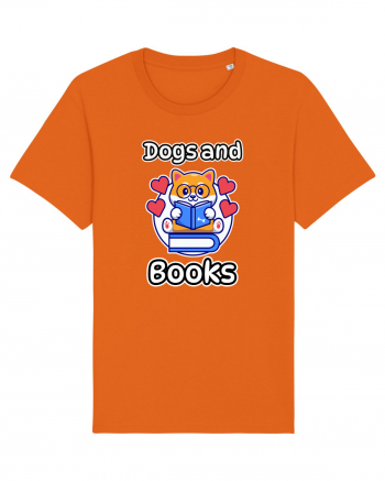 Kawaii Dog Reading A Book Bright Orange