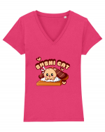 Sushi  Cat  Tricou mânecă scurtă guler V Damă Evoker