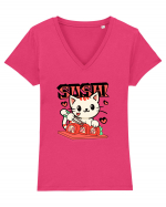 Sushi  Cat  Tricou mânecă scurtă guler V Damă Evoker