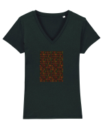 Black Background African Tricou mânecă scurtă guler V Damă Evoker