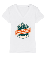 Yellowstone National Park Tricou mânecă scurtă guler V Damă Evoker