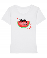 Lazy summer cat Tricou mânecă scurtă guler larg fitted Damă Expresser