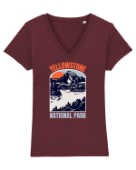 Yellowstone National Park Tricou mânecă scurtă guler V Damă Evoker