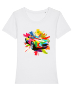 Masina Sport Pop Art Tricou mânecă scurtă guler larg fitted Damă Expresser