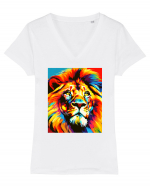 Lion Pop Art Tricou mânecă scurtă guler V Damă Evoker