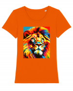 Lion Pop Art Tricou mânecă scurtă guler larg fitted Damă Expresser