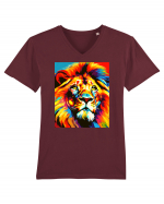 Lion Pop Art Tricou mânecă scurtă guler V Bărbat Presenter