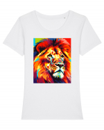 Lion Pop Art Tricou mânecă scurtă guler larg fitted Damă Expresser