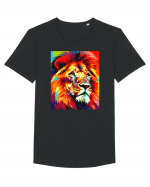 Lion Pop Art Tricou mânecă scurtă guler larg Bărbat Skater