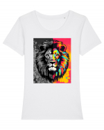 Lion Pop Art Tricou mânecă scurtă guler larg fitted Damă Expresser