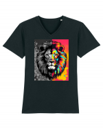 Lion Pop Art Tricou mânecă scurtă guler V Bărbat Presenter