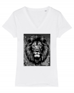 Lion Pop Art Tricou mânecă scurtă guler V Damă Evoker