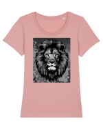 Lion Pop Art Tricou mânecă scurtă guler larg fitted Damă Expresser