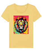 Lion Pop Art Tricou mânecă scurtă guler larg fitted Damă Expresser