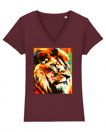 Lion Pop Art Burgundy