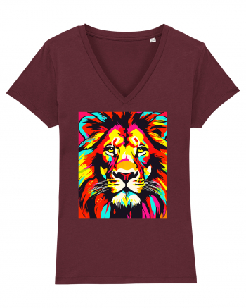 Lion Pop Art Burgundy