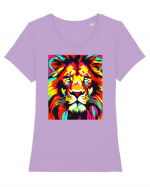 Lion Pop Art Tricou mânecă scurtă guler larg fitted Damă Expresser