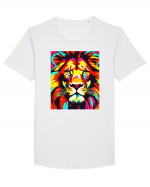 Lion Pop Art Tricou mânecă scurtă guler larg Bărbat Skater