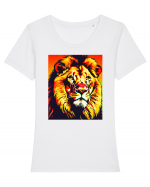 Lion Pop Art Tricou mânecă scurtă guler larg fitted Damă Expresser