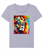 Lion Pop Art Tricou mânecă scurtă guler larg fitted Damă Expresser