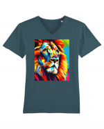 Lion Pop Art Tricou mânecă scurtă guler V Bărbat Presenter