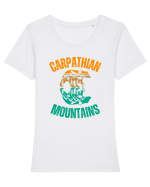 Carpathian Mountains.Muntii Carpati Tricou mânecă scurtă guler larg fitted Damă Expresser