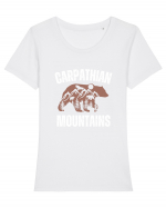 Carpathian Mountains.Muntii Carpati Tricou mânecă scurtă guler larg fitted Damă Expresser