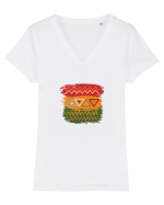 African Design Tricou mânecă scurtă guler V Damă Evoker
