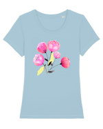 Peony joy Tricou mânecă scurtă guler larg fitted Damă Expresser