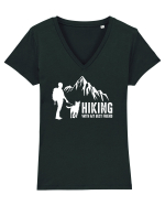 Hiking with my best friend Tricou mânecă scurtă guler V Damă Evoker