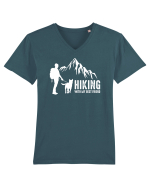Hiking with my best friend Tricou mânecă scurtă guler V Bărbat Presenter