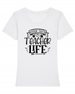 Teacher Life Tricou mânecă scurtă guler larg fitted Damă Expresser