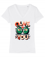 Olive you Tricou mânecă scurtă guler V Damă Evoker