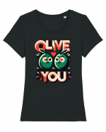 Olive you Tricou mânecă scurtă guler larg fitted Damă Expresser